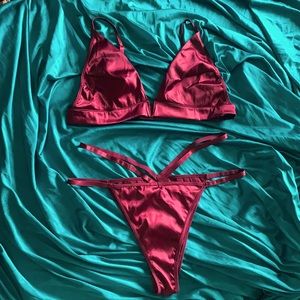 Satin V Plunge Bralette Set
